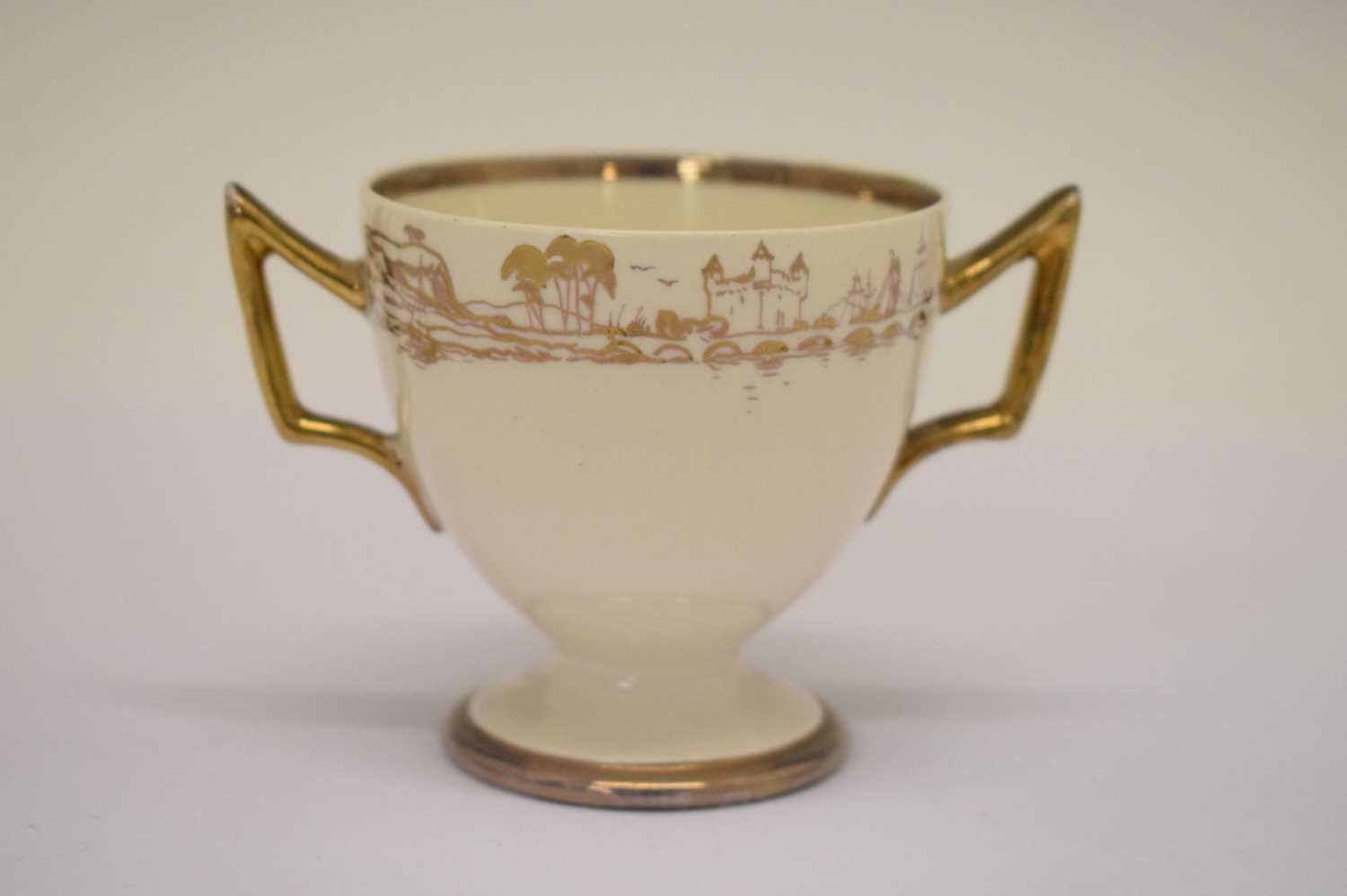 Alfred Powell (Wedgwood), small creamware twin-handled footed cup