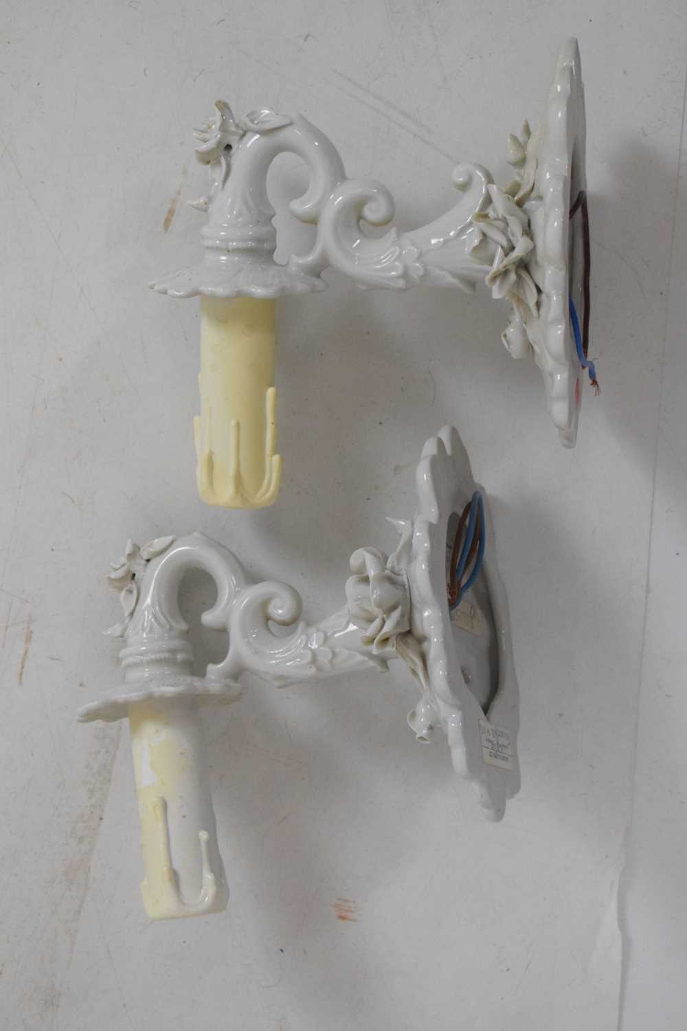 Quantity of wall lights to include pair of white porcelain wall lights - Image 10 of 12
