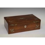 Victorian mother-of-pearl inlaid rosewood writing box/lap desk