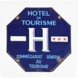 Octagonal metal French 'Hotel du Tourisme' sign