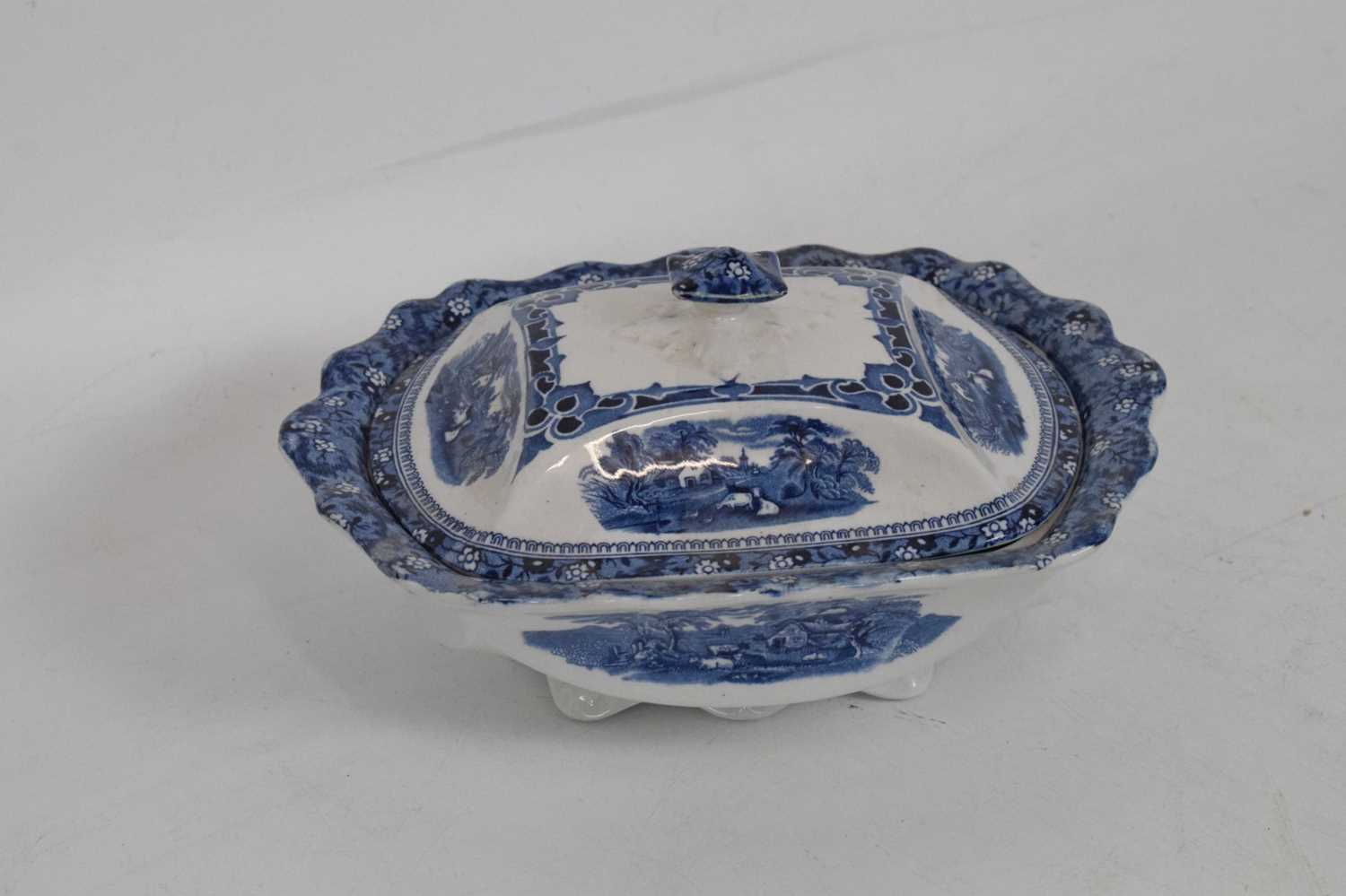 Two blue and white meat plates, Ivanhoe tureen with cover - Image 14 of 15