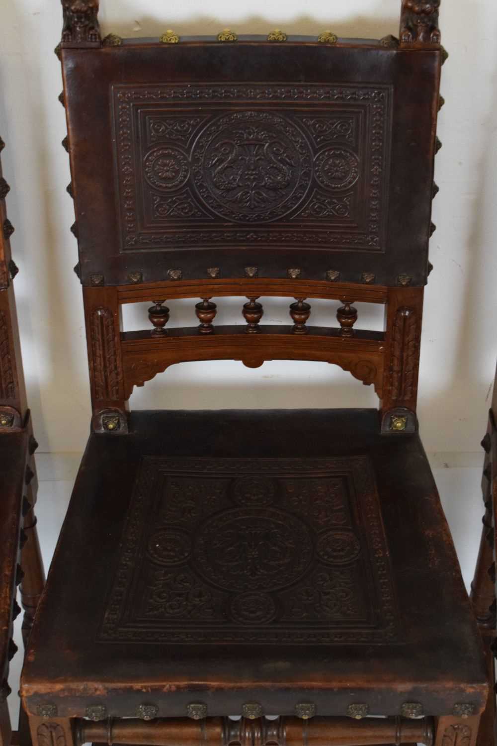 Set of eight fruitwood and leather chairs - Image 7 of 14