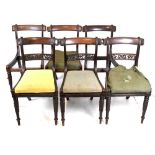 Set of six Regency hardwood and beechwood dining chairs,