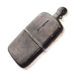 Victorian silver-cased hip flask of rounded rectangular form