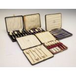 Four cased sets of silver teaspoons
