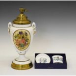 Antique table lamp and Royal Worcester boxed gift set
