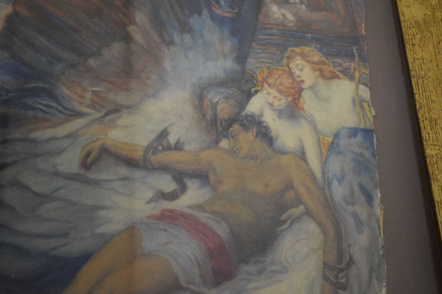 Pre-Raphaelite watercolour after Herbert James Draper - The Lament for Icarus - Image 4 of 9