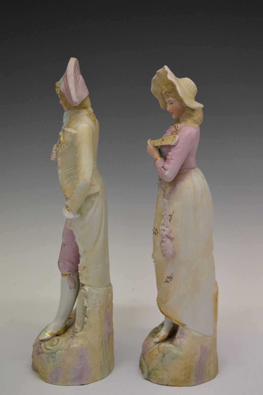 Pair of Continental bisque porcelain figures - Image 4 of 5