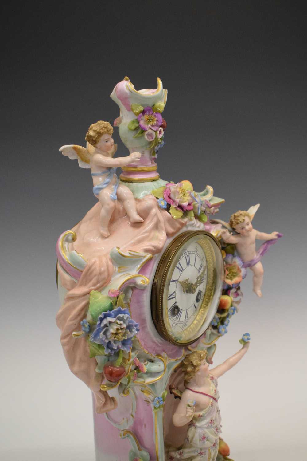 Impressive German porcelain mantel clock - Image 4 of 9