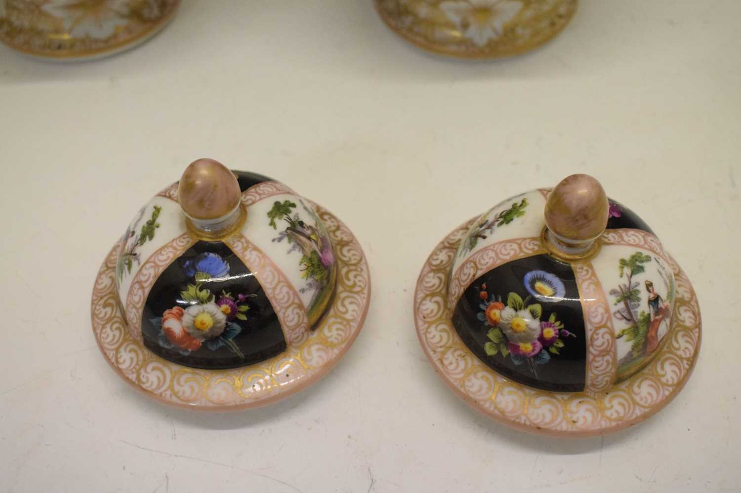 Pair of Dresden vases and covers - Image 5 of 9