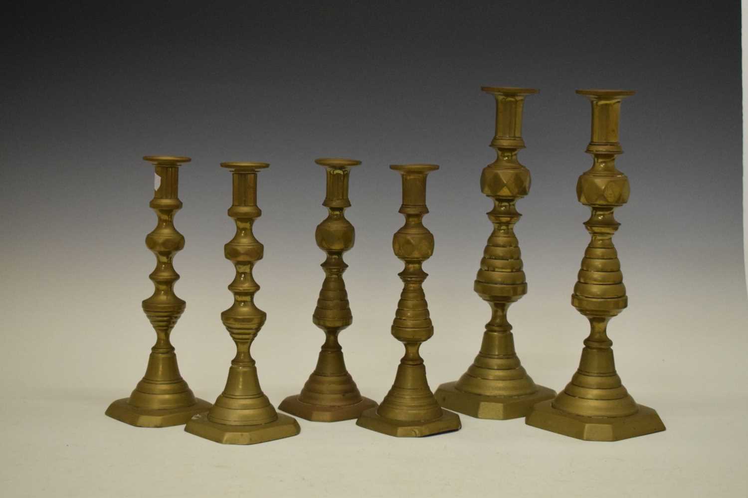 Three pairs of brass candlesticks - Image 10 of 10