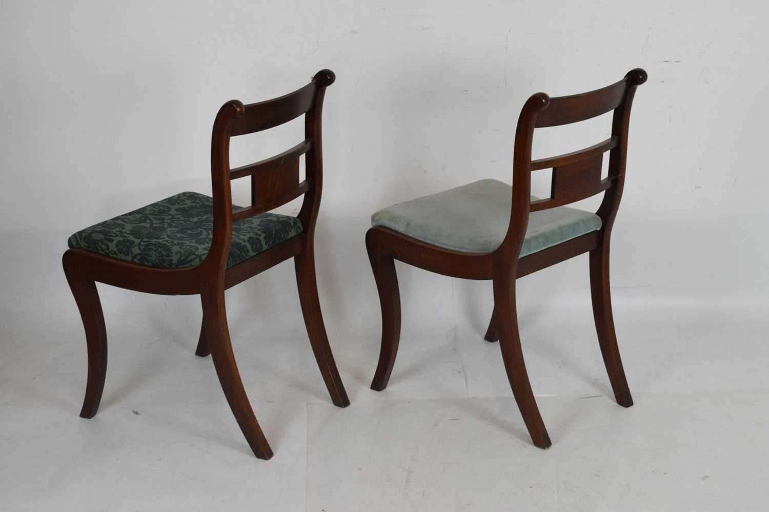 Set of four mahogany and brass inlaid chairs - Image 8 of 12