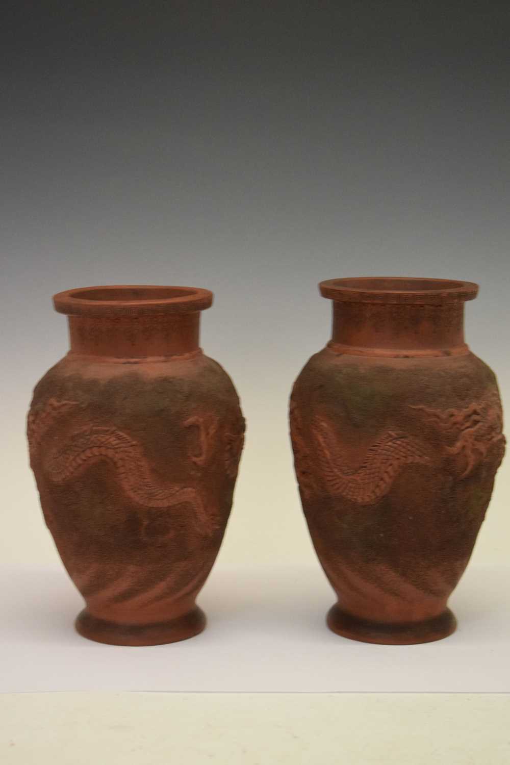 Pair of Chinese pottery vases with dragon decoration, - Image 14 of 18