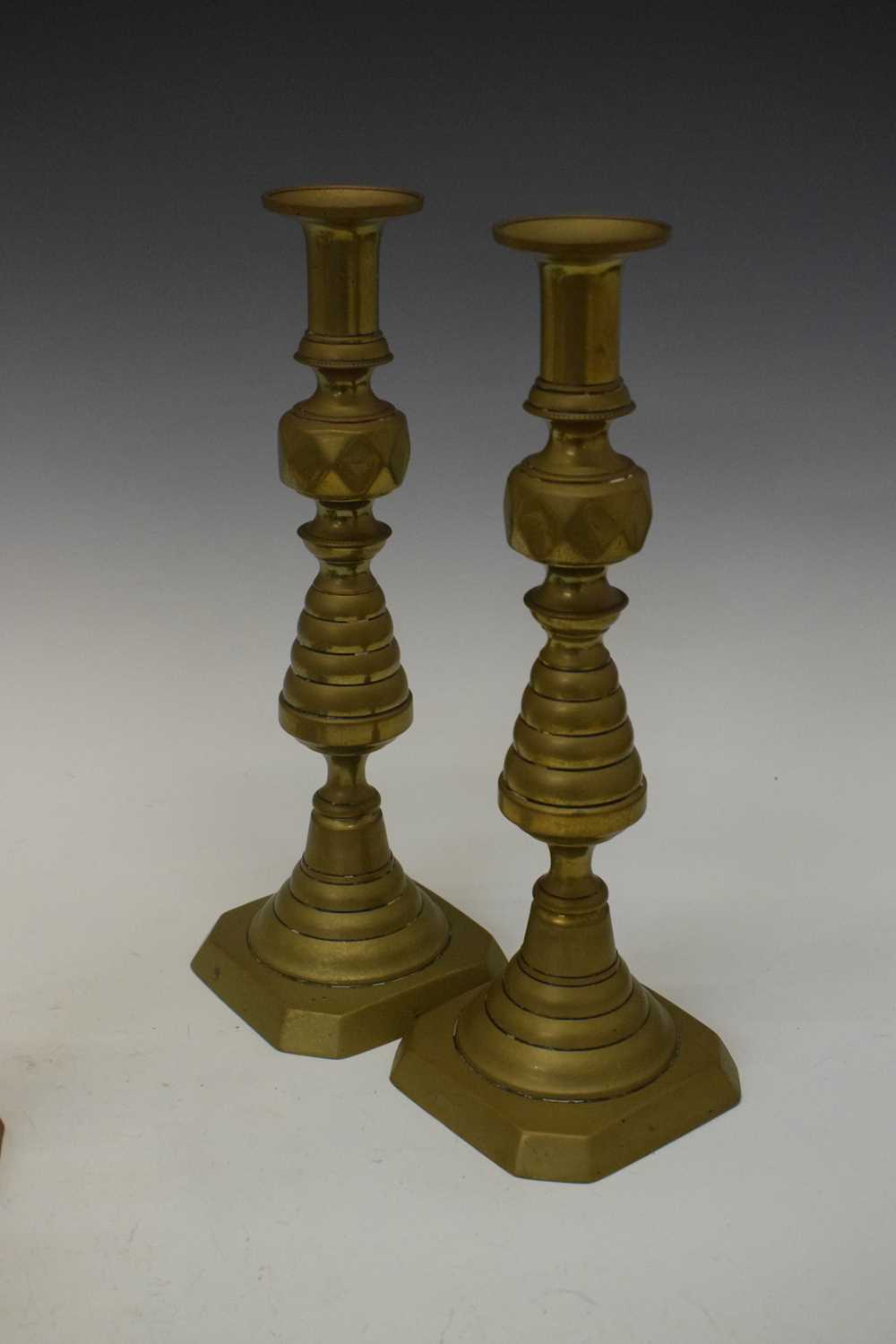 Three pairs of brass candlesticks - Image 7 of 10