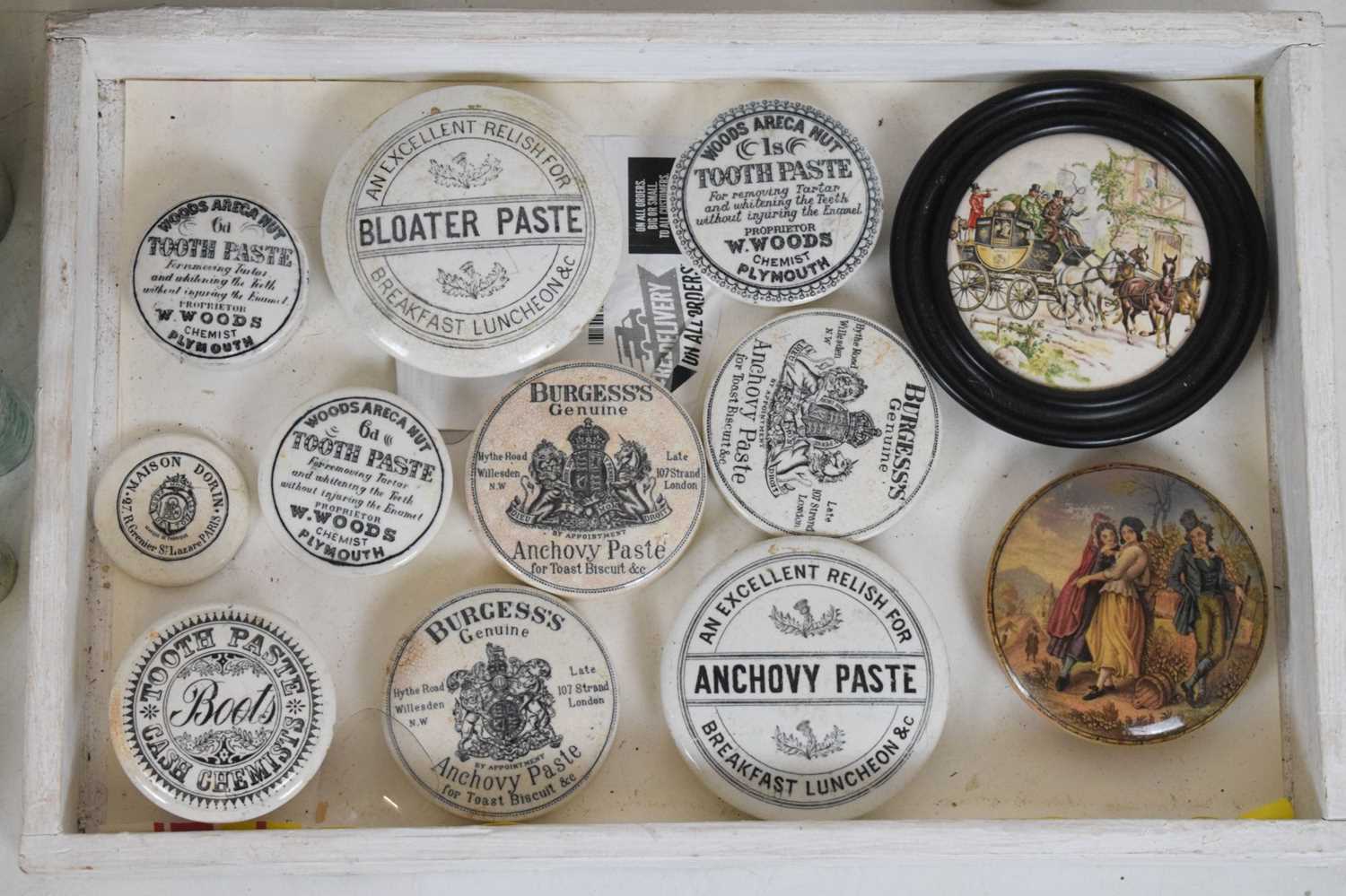 Collection of pot lids, advertising bottles, jelly mould, - Image 2 of 9