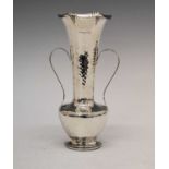 Edwardian Art Nouveau silver two-handed vase