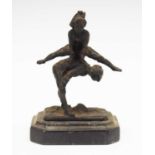 Cast metal figure of children leap-frogging