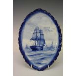 Royal Crown Derby blue and white oval platter