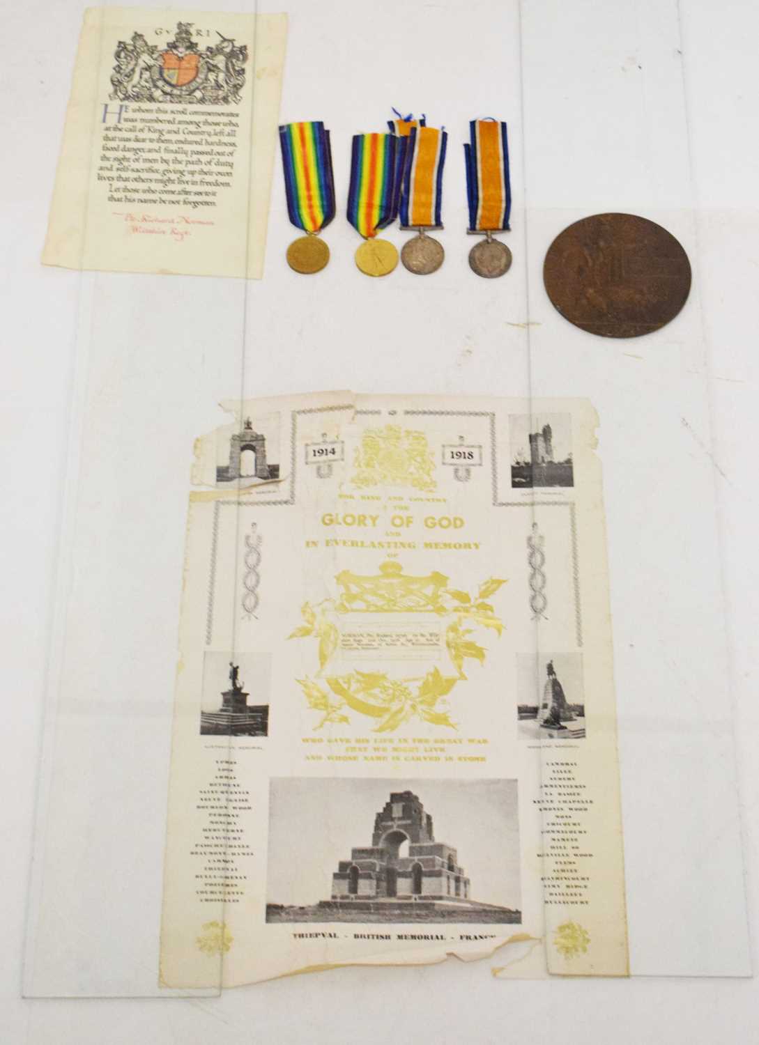 First World War Memorial Plaque and medals