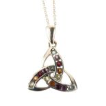 14ct gold Celtic design gem-set pendant