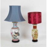Modern Chinese Canton Famille Rose table lamp and one other