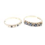 Two 9ct gold dress rings, each set sapphire and diamonds
