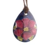 Moorcroft Hibiscus pattern pendant