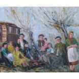 Elfrida Llewellyn-Davies (1891-1958) - Oil on canvas - ‘The Gypsy Camp’