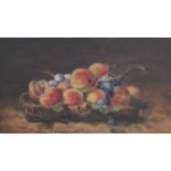 Oil on canvas - Still life basket of fruit