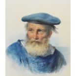 John Drummond (1802-1889) Watercolour - Portrait of a fisherman