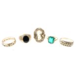 Five various 9ct gold rings