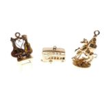 Three 9ct gold charms
