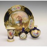 Sevres 1864 plate, Royal Crown Derby vase, etc