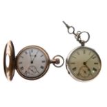 Waltham - Gold-plated half-hunter pocket watch and Victorian pocket watch