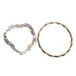 9ct gold two-tone bracelet and bangle