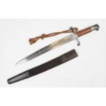 English Yataghan bayonet shortened for cadets, fullered 13" blade with 'WD' mark