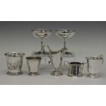George V silver helmet cream jug, and assorted silver