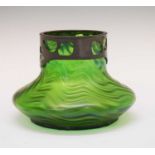 Loetz-style green glass vase
