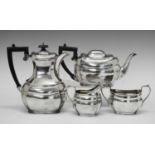 Art Deco four-piece silver tea set