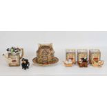 Cardew novelty teapots and David Birch `bell Inn stilton dome and stand