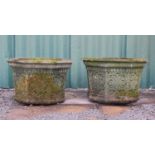 Pair of composite stone octagonal garden planters