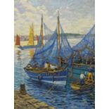 Arthur Radclyffe Dugmore (1870 - 1955) - Oil on canvas - 'Fishing Boats'