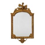 Giltwood and gesso two branch girandole wall mirror