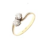 Two-stone diamond crossover ring
