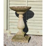 Composite stone pedestal bird bath