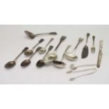 Assorted Georgian and later silver flatware