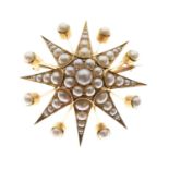 Seed pearl starburst brooch