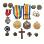 First World War medal pair and sundry items
