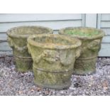 Set of three composite stone garden planters