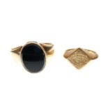 18ct gold signet ring, and another